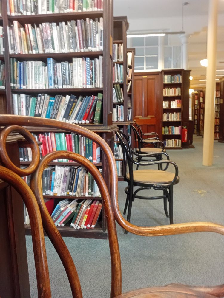 Chairs and bookshelves