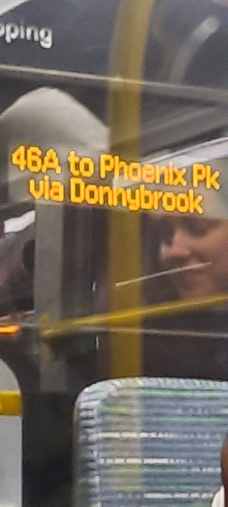 Photo of the 46a bus route information inside the bus. The famous Dublin bus route ended service last night, 25th January