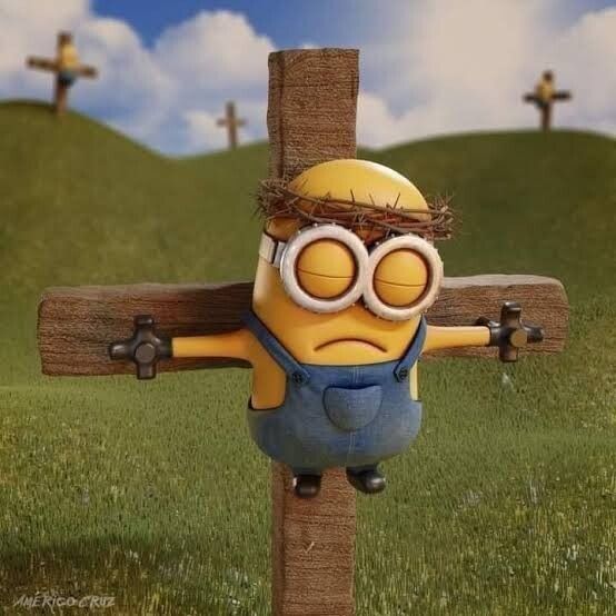 AI generated Crucified Minion meme