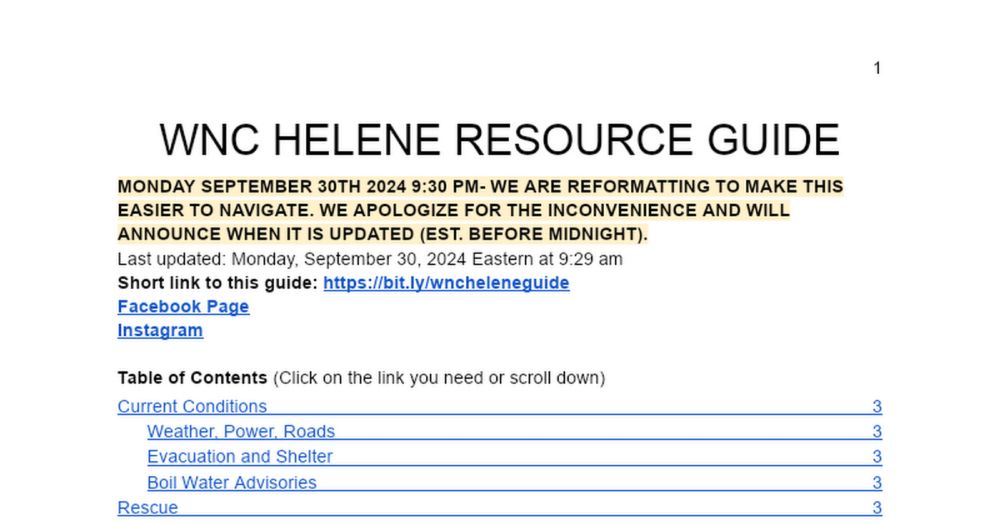 WNC HELENE RESOURCE GUIDE