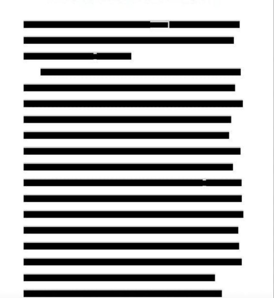 Page of black line redactions