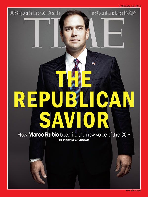 TIME magazine cover calling Marco Rubio the Republican savior. 