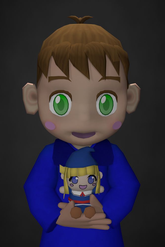 Models from over the past 3 months: My first character model, with a Witch plushie and a backdrop.