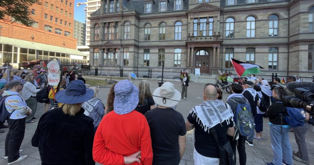 More than 100 protesters gathered outside Halifax City Hall Tuesday to call for the cancellation of the upcoming Davis Cup tie between Canada and Israel, citing the latter country’s ongoing actions in...