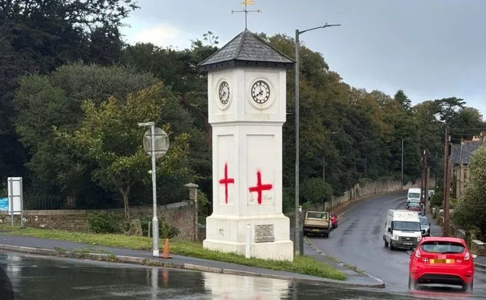 St Lawrence’s Clock Tower in Bodmin, Cornwall, which is part of the town's war memorial, has been defaced by mindless vandalism 