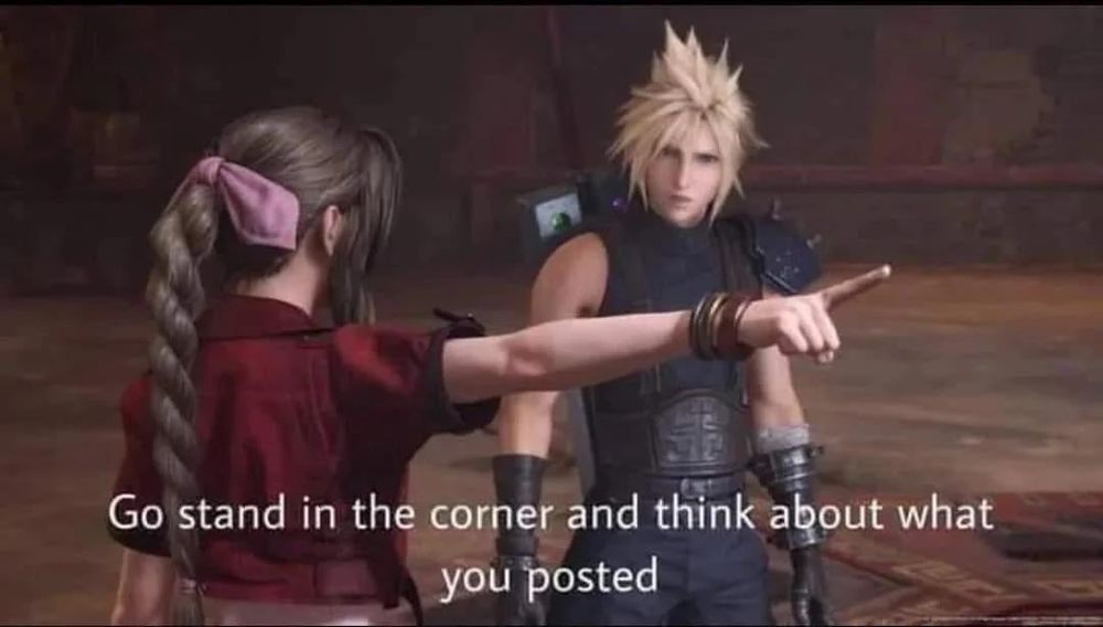 Girl telling guy while pointing away and saying "go stand in the corner and think about what you posted"