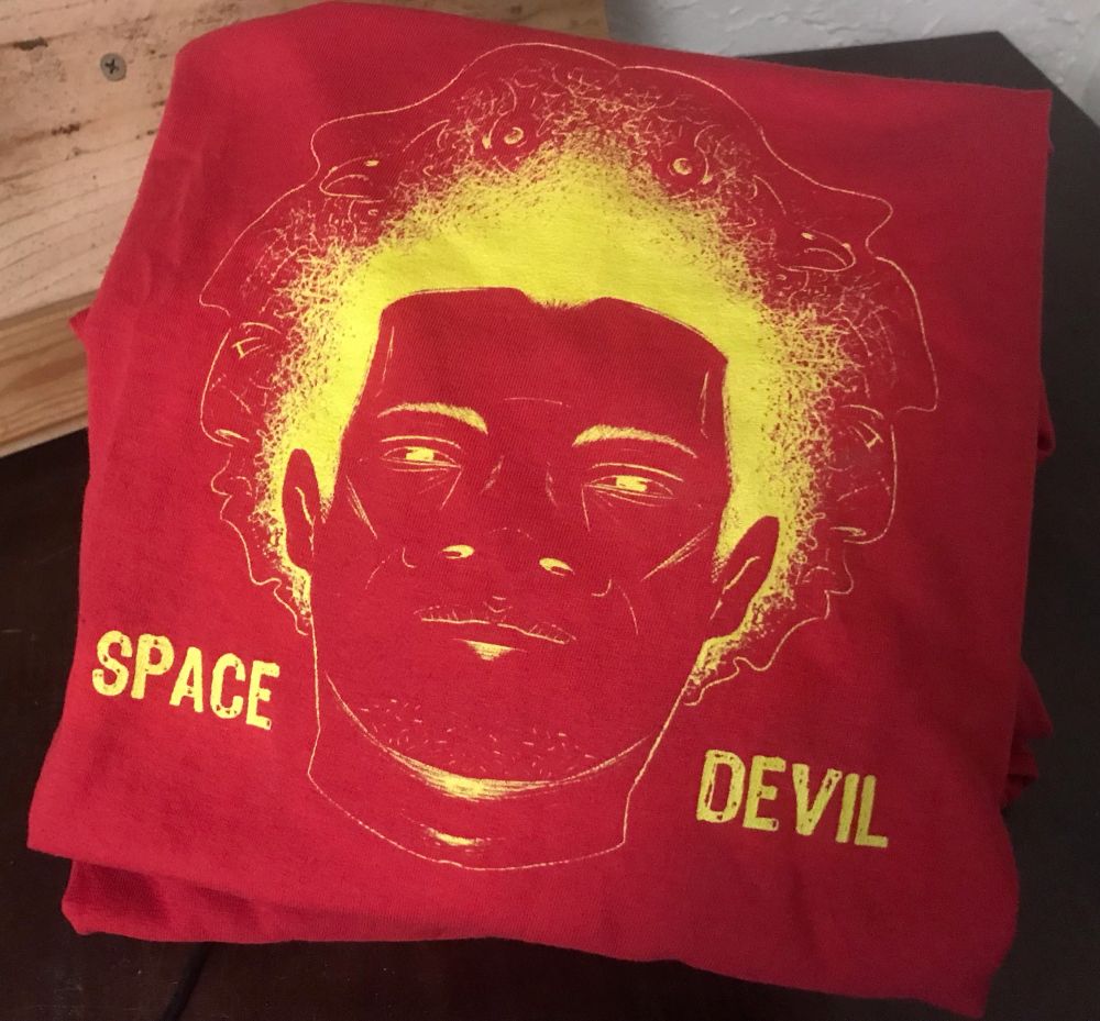 Space Devil red and yellow tshirt