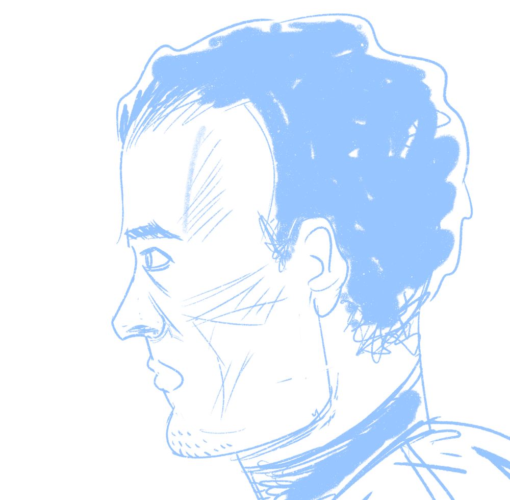 Space Devil blueline sketch in procreate