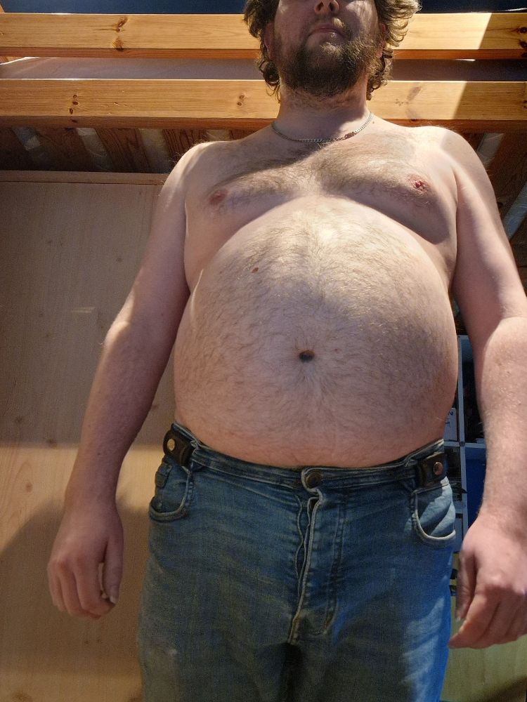 Posing showing off my belly front facing standing