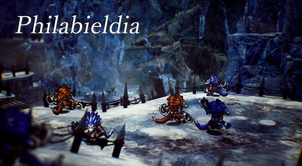A screenshot from SE's new 2D-HD game with the text Philabieldia showing