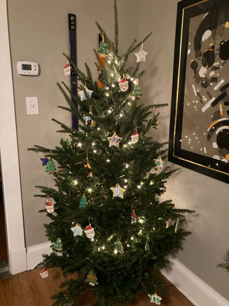 Christmas tree decorated with sugar cookie ornaments
