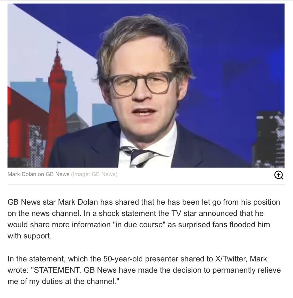 Mark Dolan is no longer working for GB News