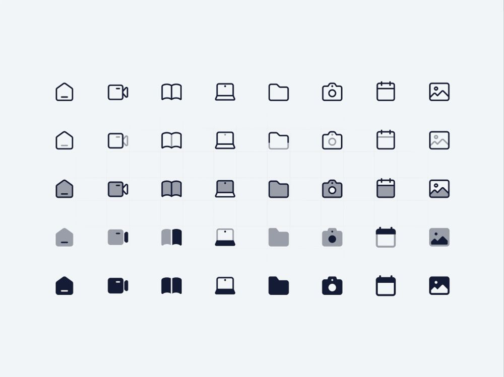 An example of the Hugeicons icon library featuring different visual styles.