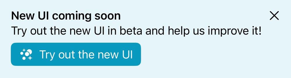 A screenshot from AppDab with a tip saying: "New UI coming soon. Try out the new UI in beta and help us improve it!"