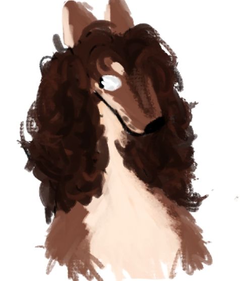 Digital illustration of an anthropomorphic coyote. He has long hair and is looking to his right.