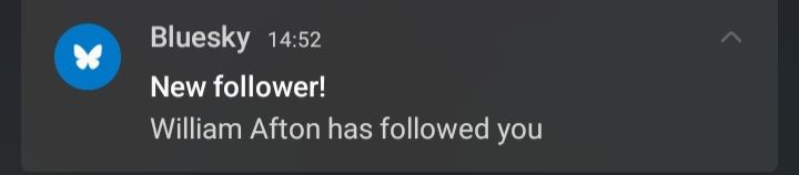 bluesky notification: william afton has followed you