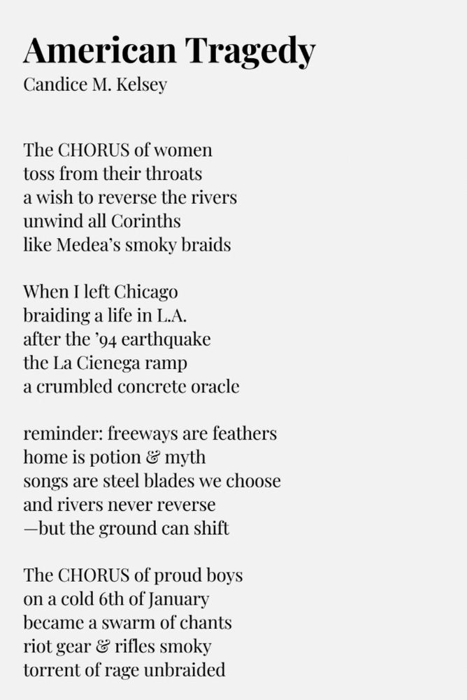 Four stanza poem titled “American Tragedy”