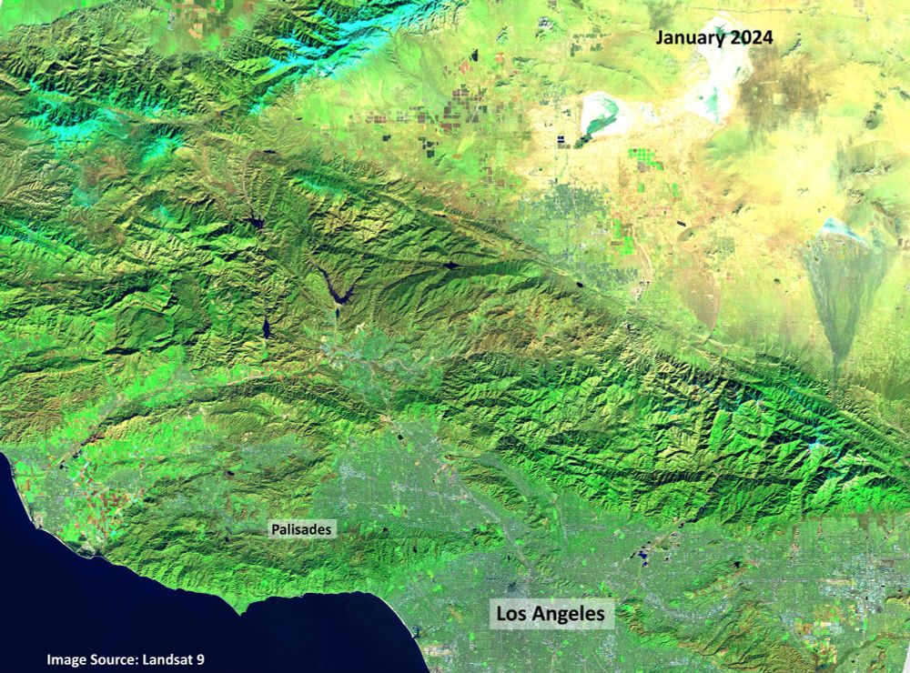 Satellite image of Los Angeles in January 2024
