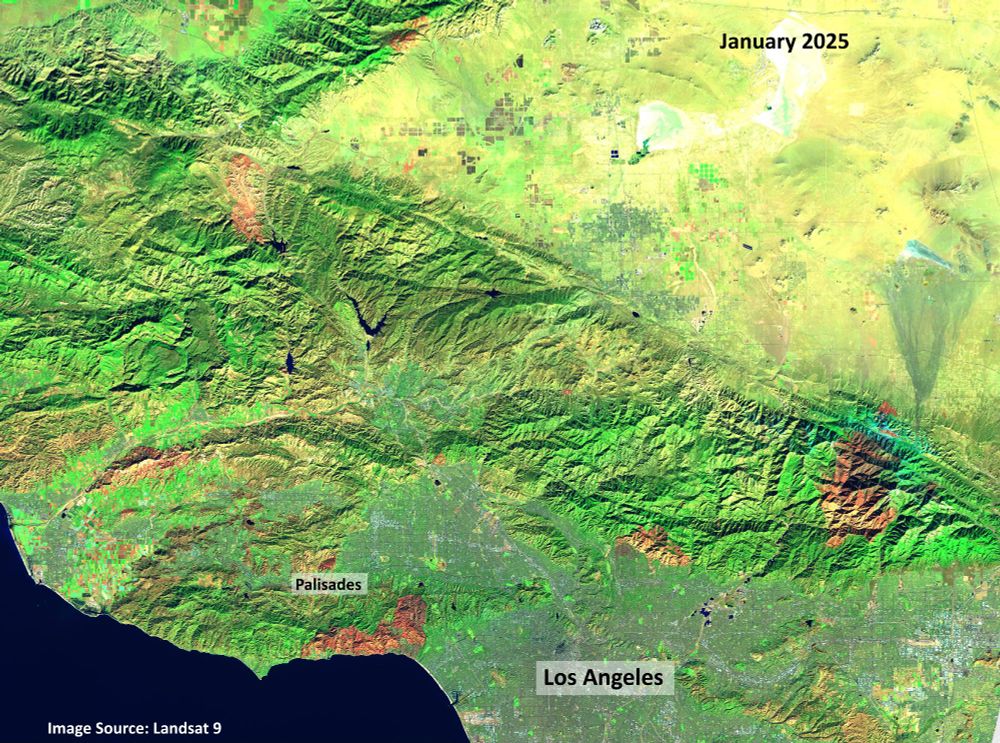 Satellite image of Los Angeles in January 2025