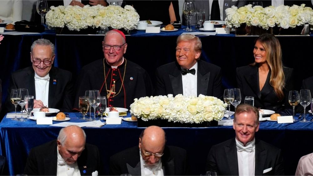Chuckling Schumer with tfg grinning like the Cheshire cat at the Al Smith dinner.