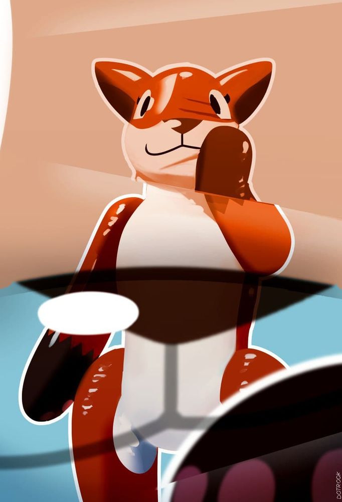 Redraw of original ending. You are an inflatable fox doll, staring at it's own reflection.