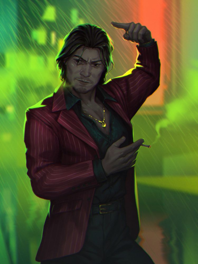Shun Akiyama, RGG, yakuza, drawing, nucl3arxxiv