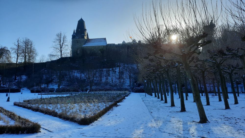 Burcht van Bad Bentheim in de winterzon
