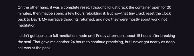 https://blog.superb-owl.link/p/insights-from-a-week-long-silent/