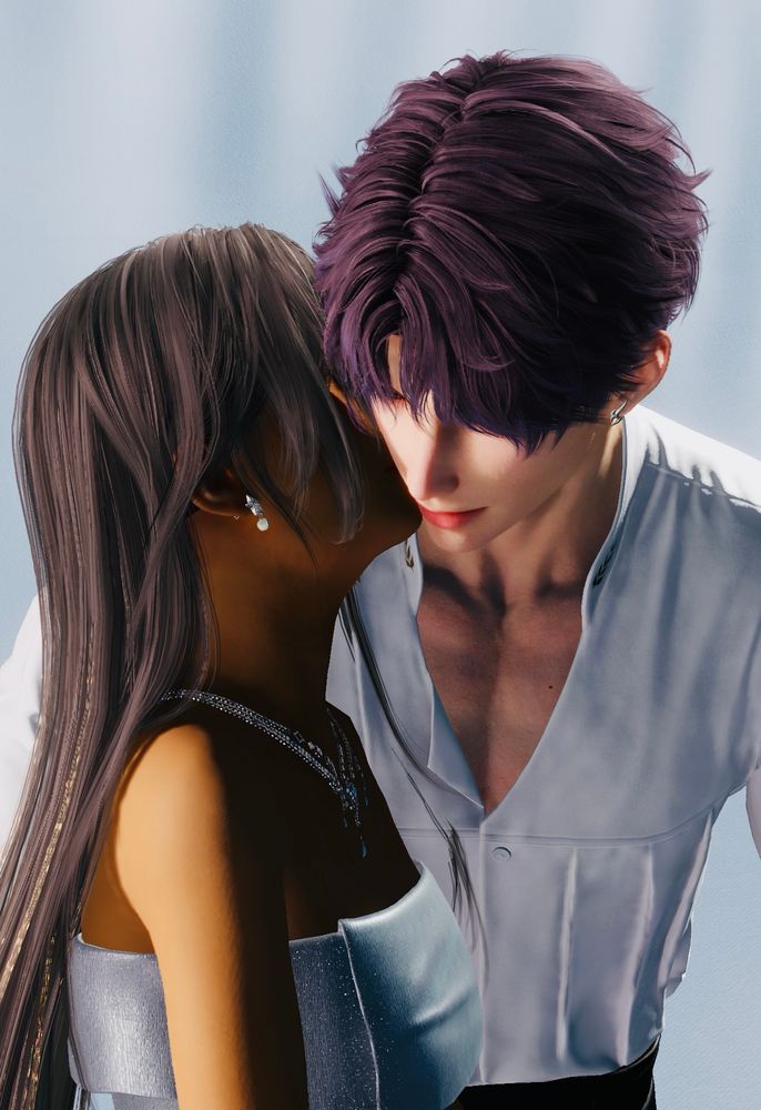 Girl kisses mans cheek, he is bent down so she can reach 