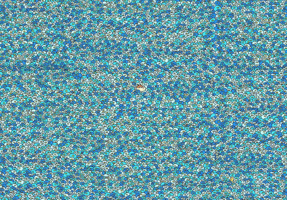 An illustration showing how Bluesky is to this date (December 2024)

The white space is totally filled with blue birds, the fox in the middle is surprised by such a huge influx of new users, the baguette slowly dragged down, almost off screen.

Bluesky grew a lot, going from hundred thoushands to millions in few months.