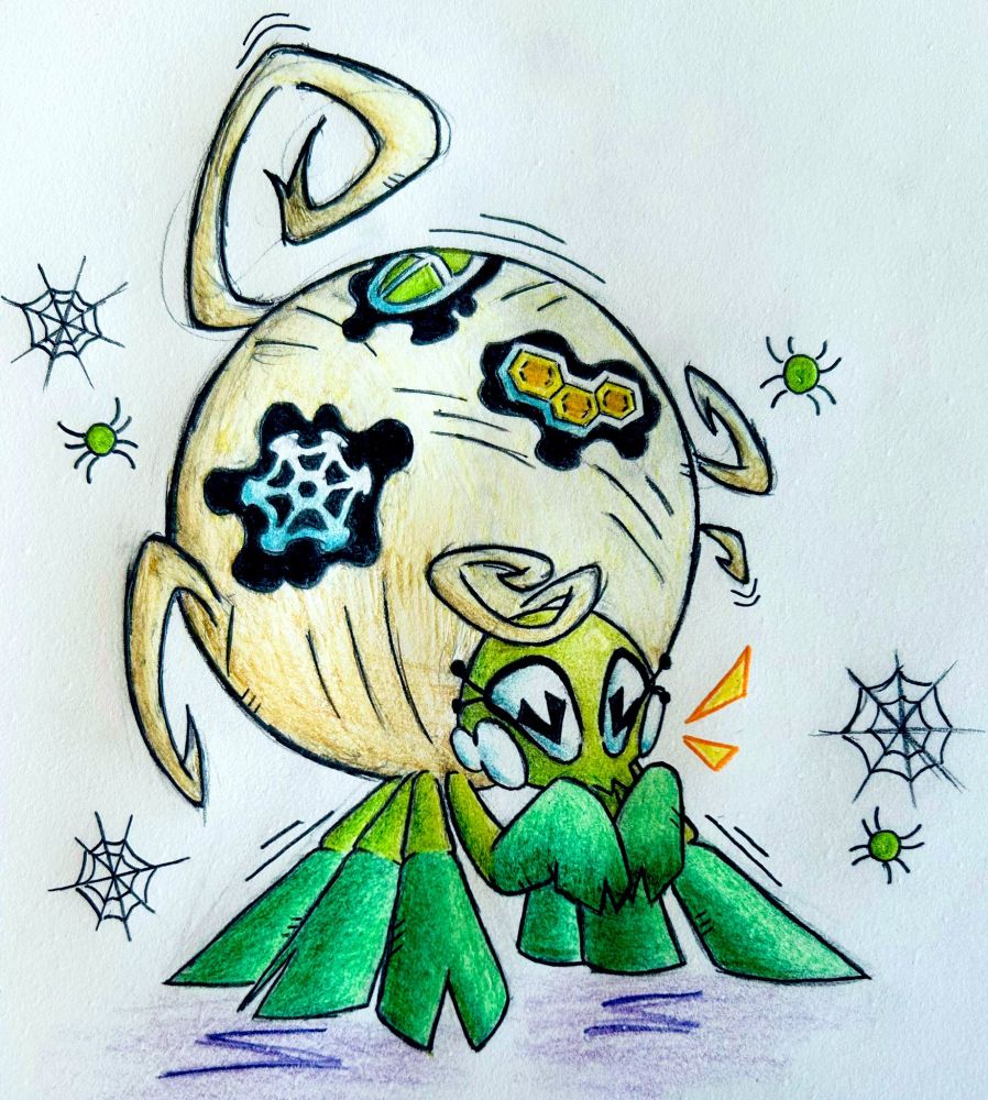Blissful Lil' Buggo with stickers on her abdomen