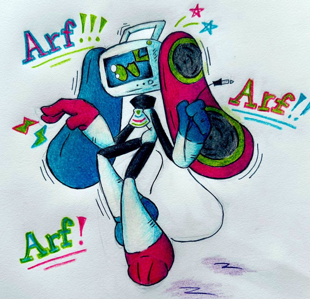 Karaoke pup barks at you joyfully :333
Arf Arf Arf!!✨✨