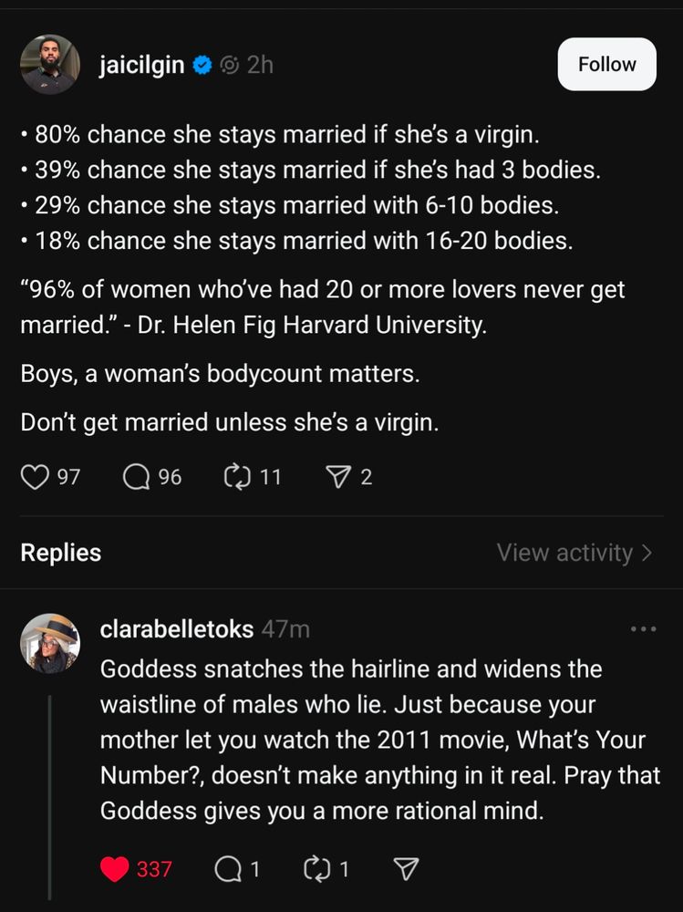 Dipshit manfluencer saying dipshit manfluencer things. Honestly, if you are having trouble reading it, it's probably better off. This person's words are caustic like drinking bleach. Just trust me, they're a Dipshit and deserve bad things.