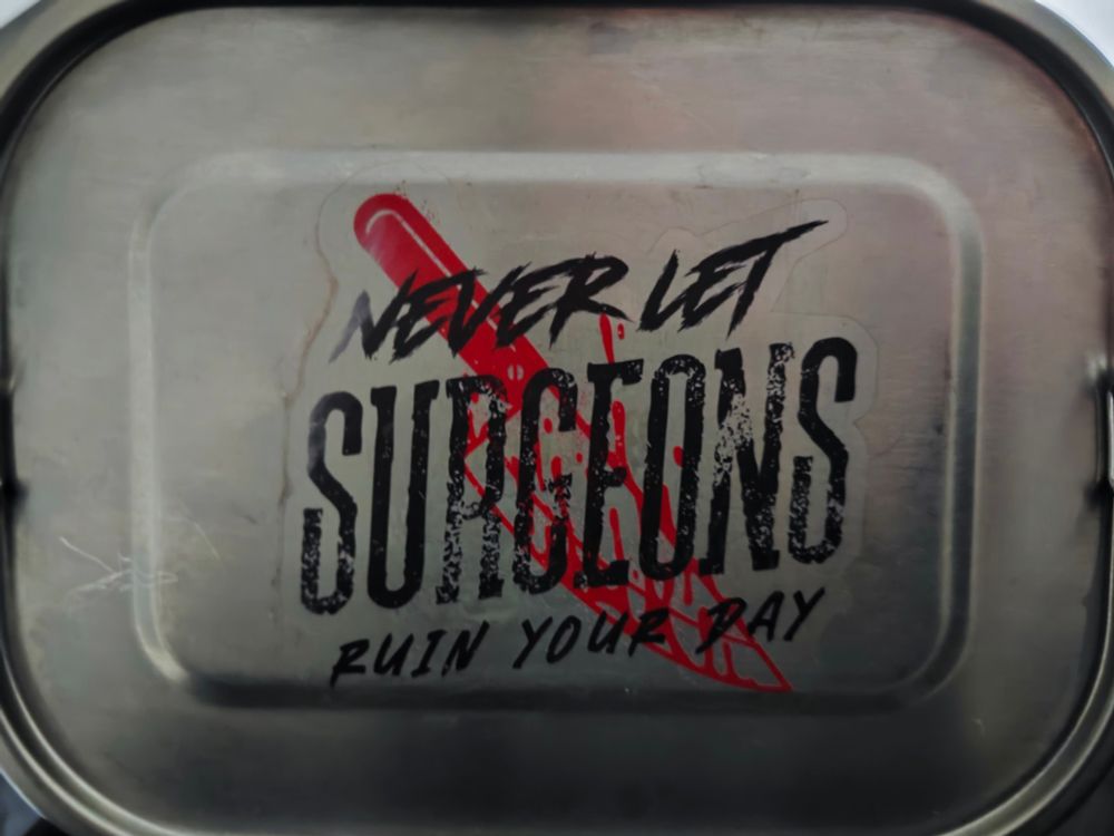 Edelstahl Lunchbox mit Aufkleber "Never let surgeons ruin your day"