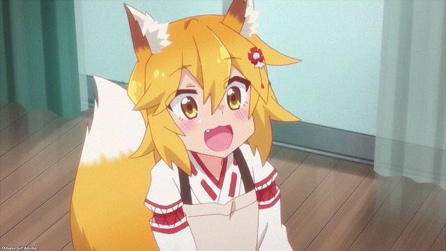 a girl with fox ears and a white apron