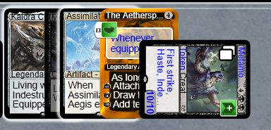 kaldra compleat, assimilation aegis with metamorphosis fanatic, and the aetherspark w 13 loyalty on a germ token