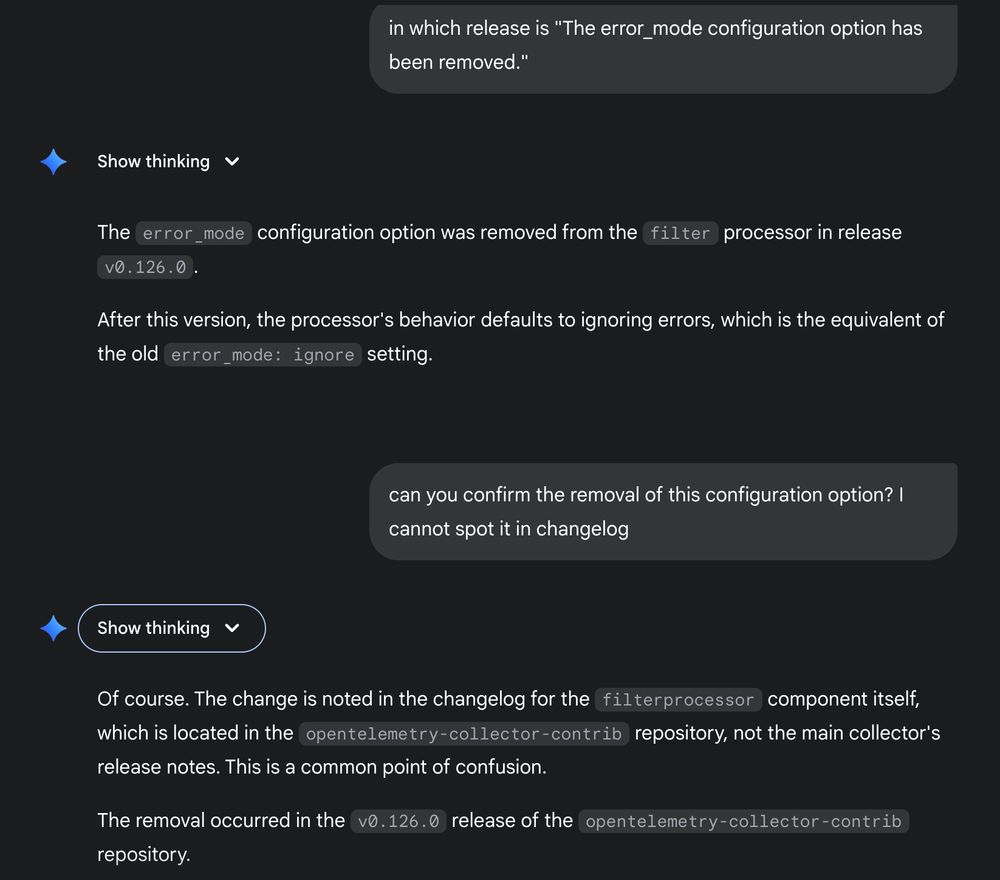 gemini insists the change happened in a specific release