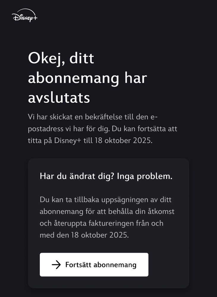 End of Disney+ subscription 