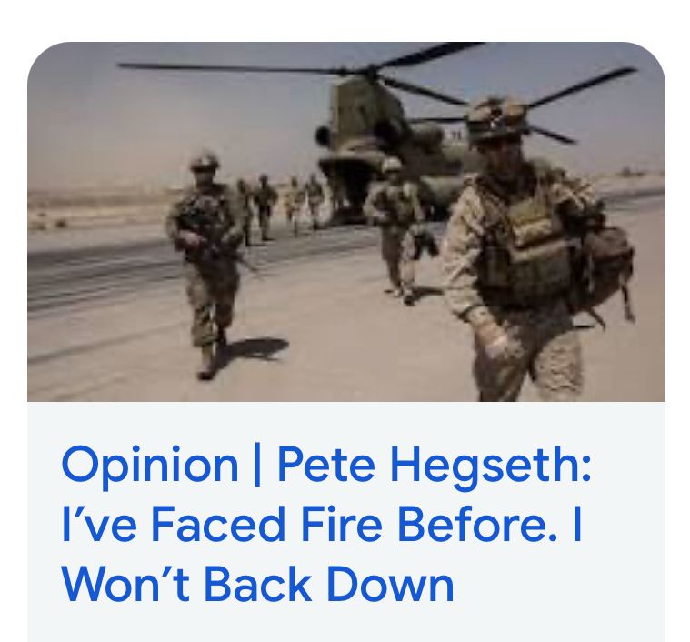 Opinion | Pete Hegseth:
I've Faced Fire Before. I Won't Back Down