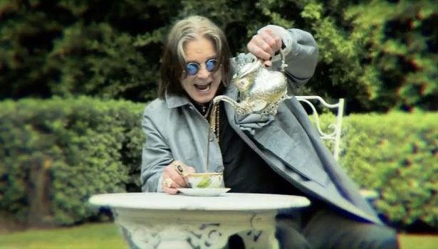 Ozzy Osbourne maniacally pouring tea