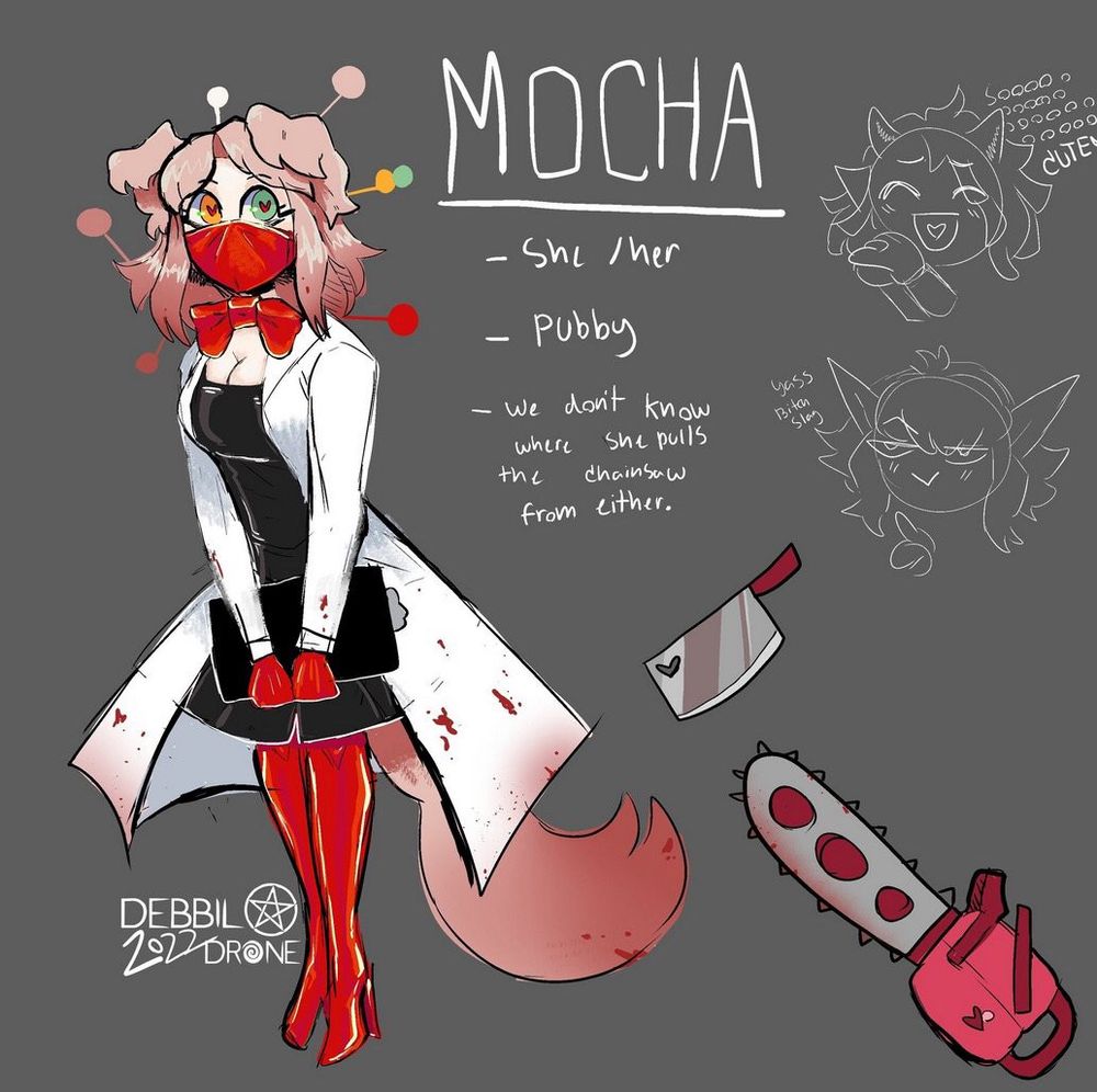 character sheet of mocha by @debbil