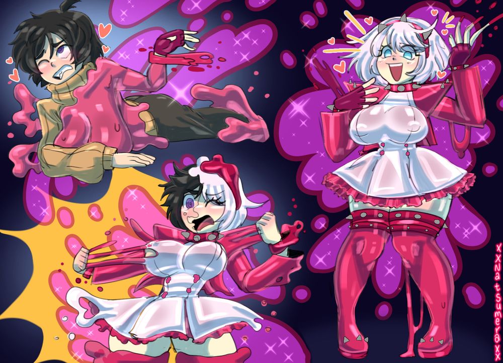 Val getting turned into a Slightly Shiny n' Goopy Elphelt Valentine From Guilty Gear Strive!

Art by xxnatsumeraxx.bsky.social