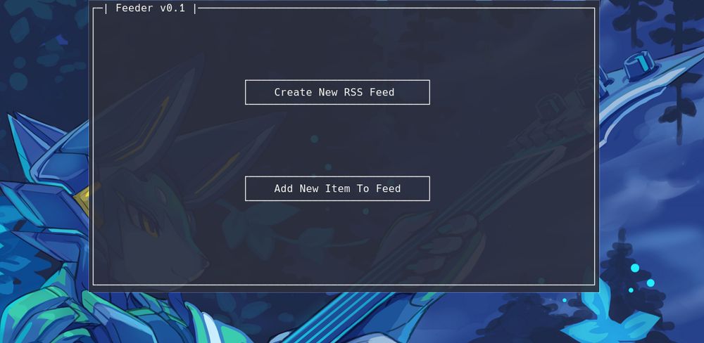 Screenshot of my work in progress program for managing rss feeds
