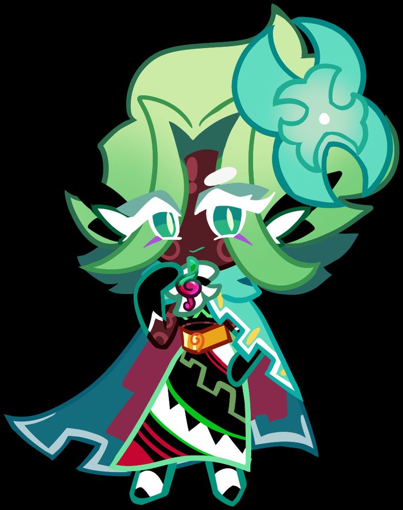 Same Character as the other side except there is more Mesoamerican theming with a Long Skirt, a Tilmàtli and a frilled white neckpiece that holds her Soul Jam. Her Bird features are toned down with only bird ears being the remnants of said features. Her pupils are now white with a Purple birth marking for her tribe. Her eyes are fully Jade green while she has Pale Green makeup and Tribe Markings.