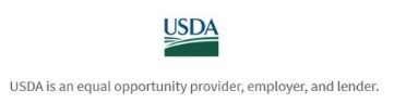 USDA logo, intact with its signature "USDA is an equal opportunity provider, employer, and lender."