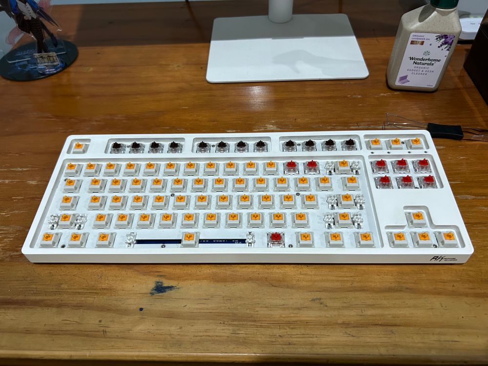 the keyboard with all its keycaps removed