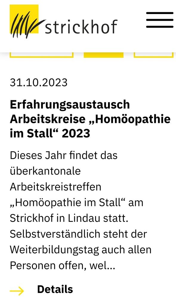 Einladung zum Erfahrungsaustausch Arbeitskreise „Homöopathie im Stall“ 2023

Strickhof