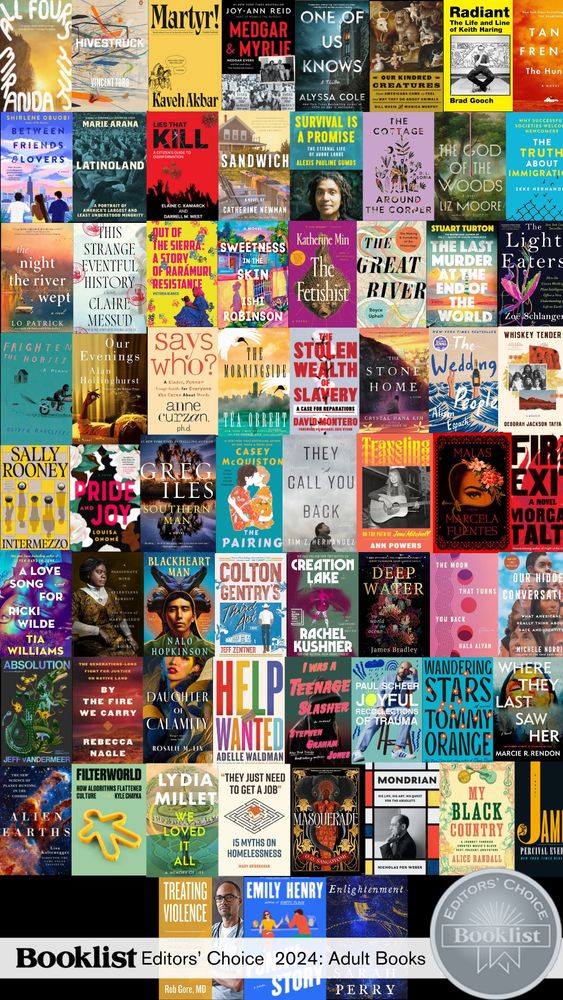 
Collage of book covers featured on Booklist's Editors' Choice 2024: Adult Books
