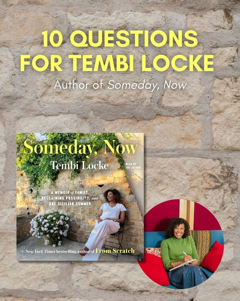 Cover image of SOMEDAY, NOW by Tembi Locke next to headshot of author