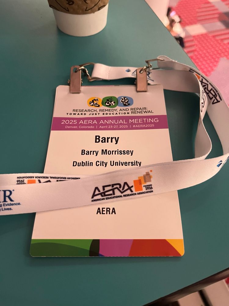Barry Morrissey’s AERA name badge.